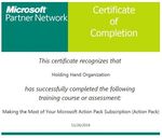 Microsoft Action Pack completion certificate