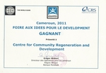 Award certificate from the World Bank to CCREAD-Cameroon