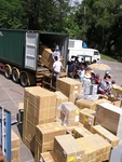 Container loading at Crossroads Foundation Container loading at Crossroads Foundation