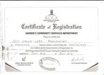 SCCF  REGISTRATION CERTIFICATE