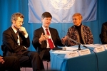 Georg Kell, Jeffrey Sachs and Sally Begbie discuss business and UN partnerships